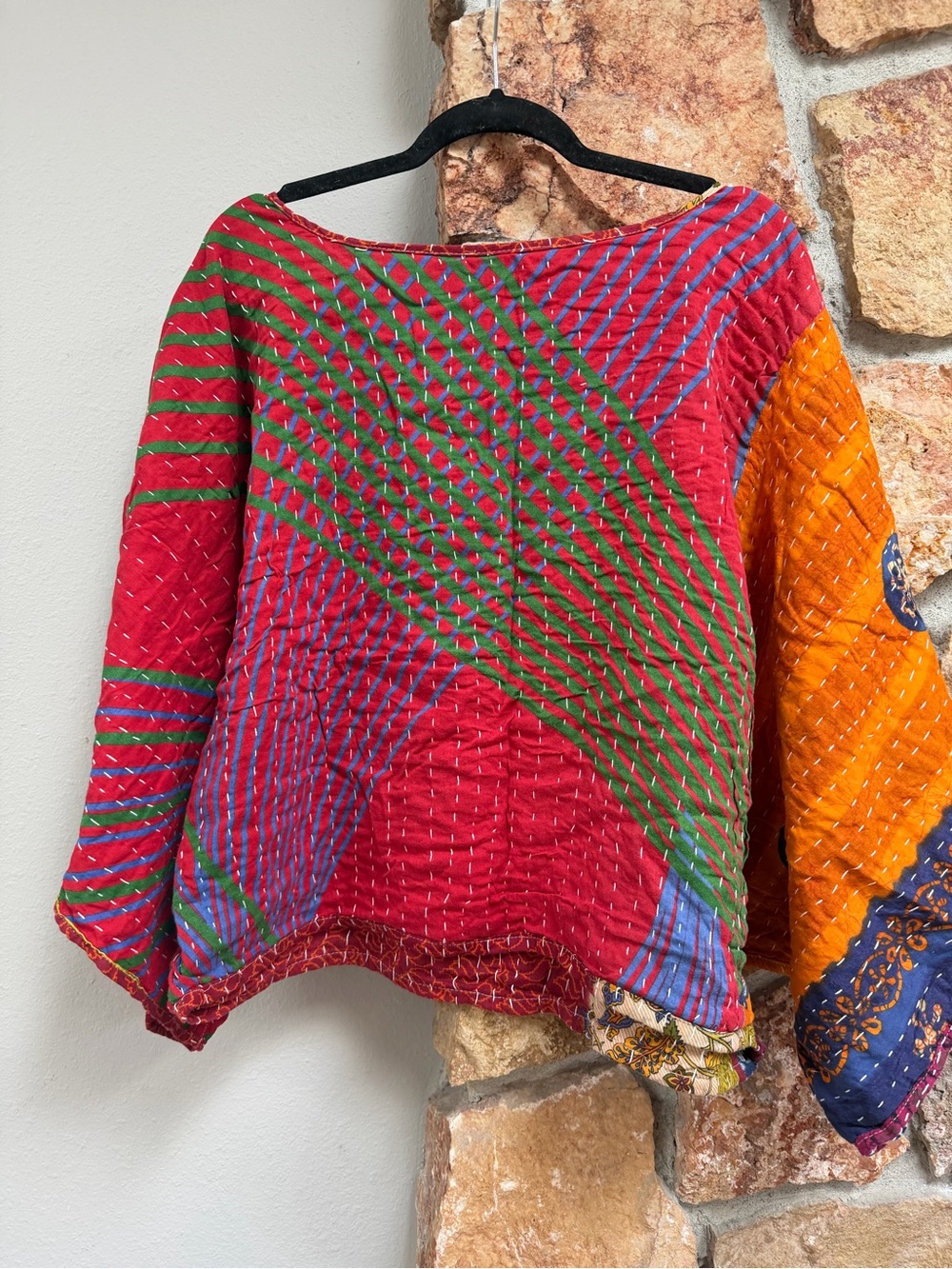 Kantha- Multicolor Patchwork Kantha 4 way Top - Picture 2 of 4